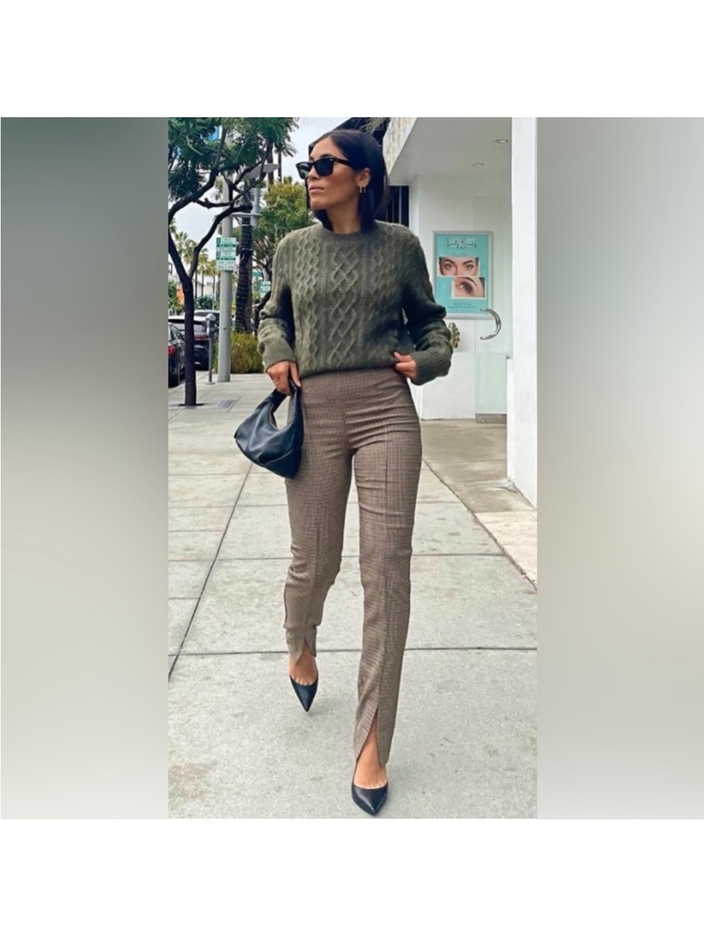 Favorite Daughter The Suits You Houndstooth Slits Leggings Pants Camel Black 8